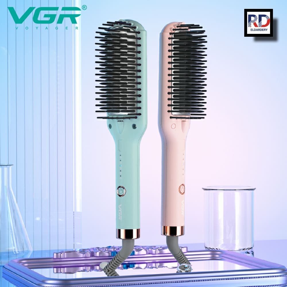 VGR‑592 Hair Straightening Brush – Professional Ceramic Brush, Fast Heating, Digital Display, Auto Shut-Off, 5 Heat Levels