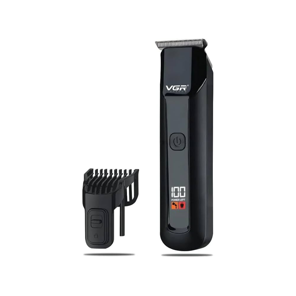 VGRV-929 Professional Rechargeable Hair Trimmer with LED Display (Black)