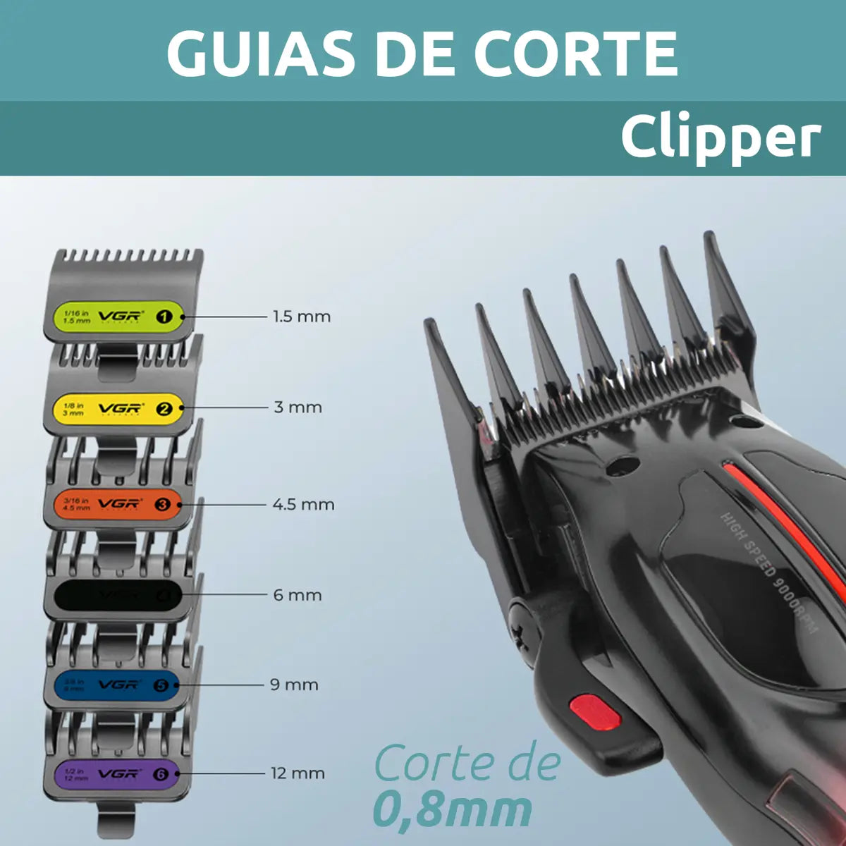 VGR V-026 Pro Hair Clipper – 9000 RPM, Ceramic & DLC Blade