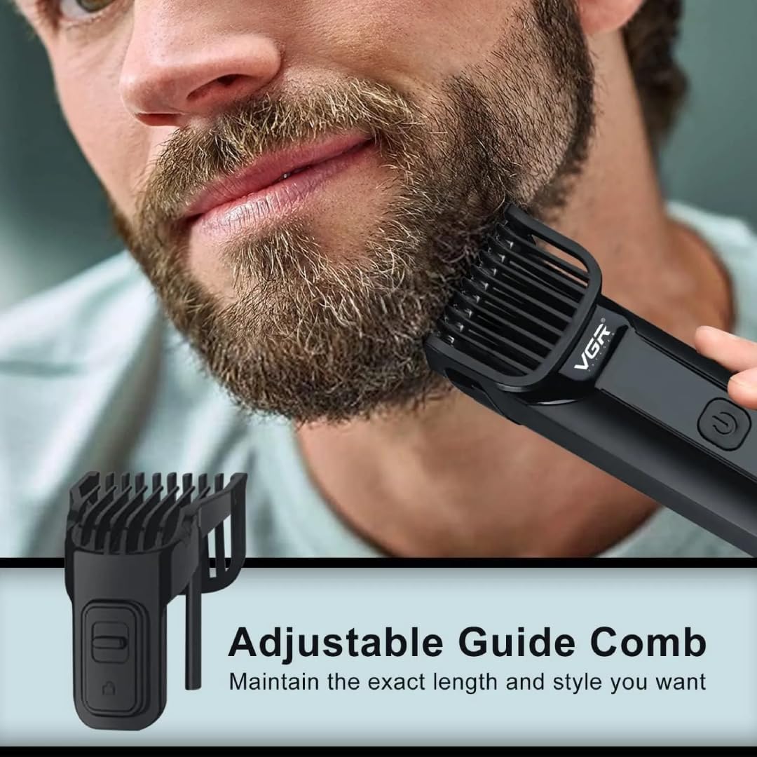 VGRV-929 Professional Rechargeable Hair Trimmer with LED Display (Black)