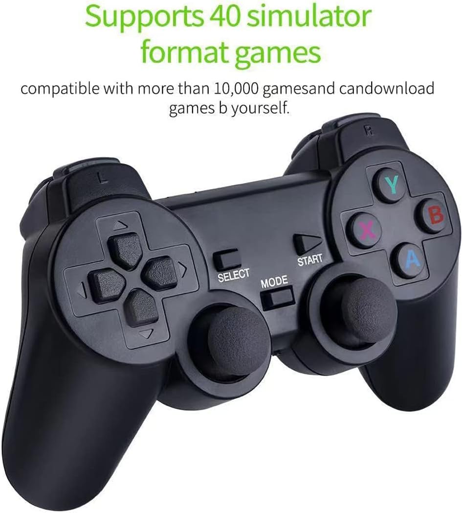 4K HD Retro Video Game Console with 64GB Game Stick, 2.4G Dual Wireless Controllers – Plug & Play, 10000+ Classic Games