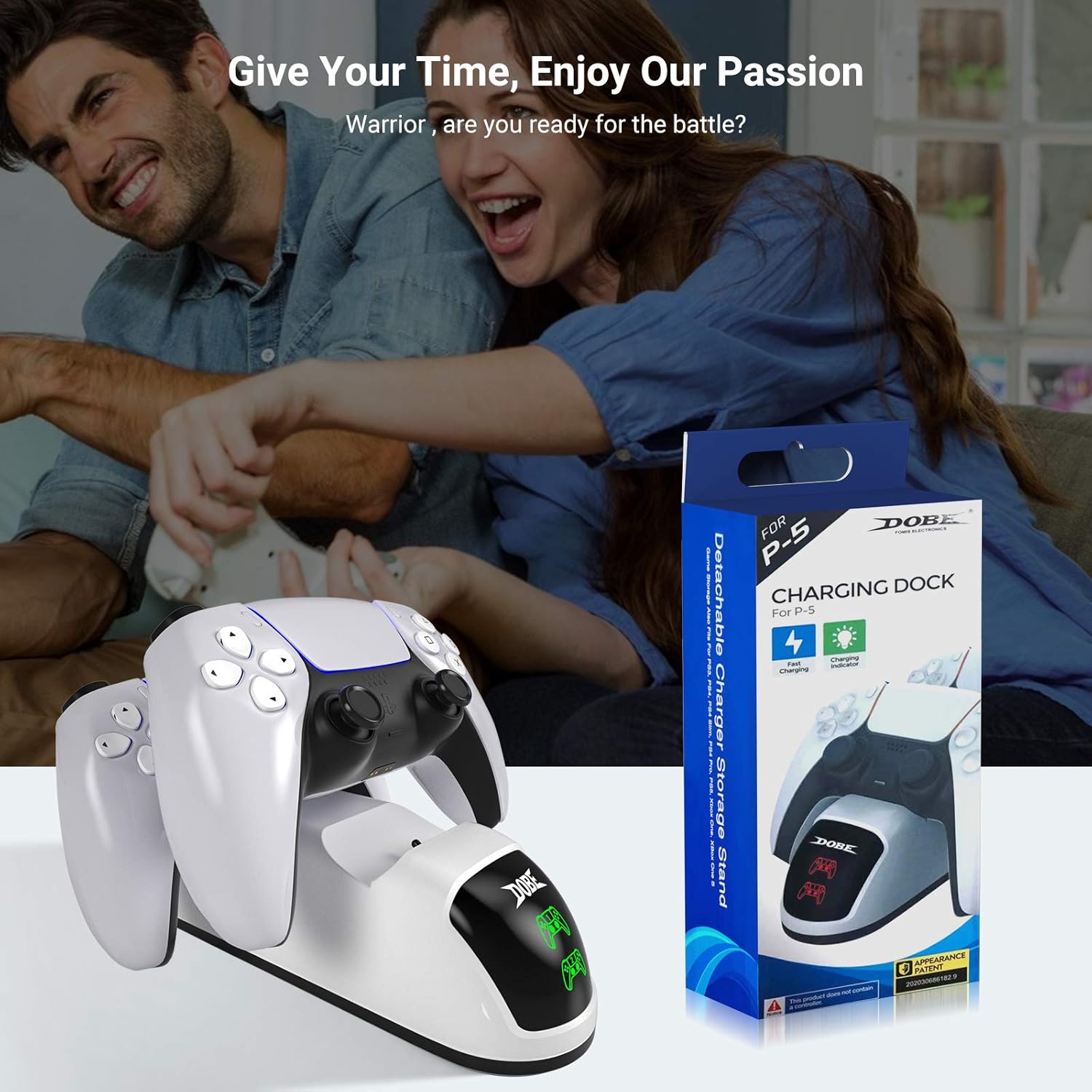PS5 Controller Charger – Dual USB Fast Charging Dock for DualSense with LED Indicator & USB-C Cable
