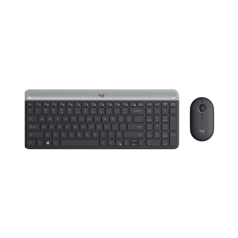 Logitech MK470 Slim Wireless Keyboard and Mouse Combo – Ultra-Quiet, 2.4GHz, Compact Design, Windows Layout – Black/grey