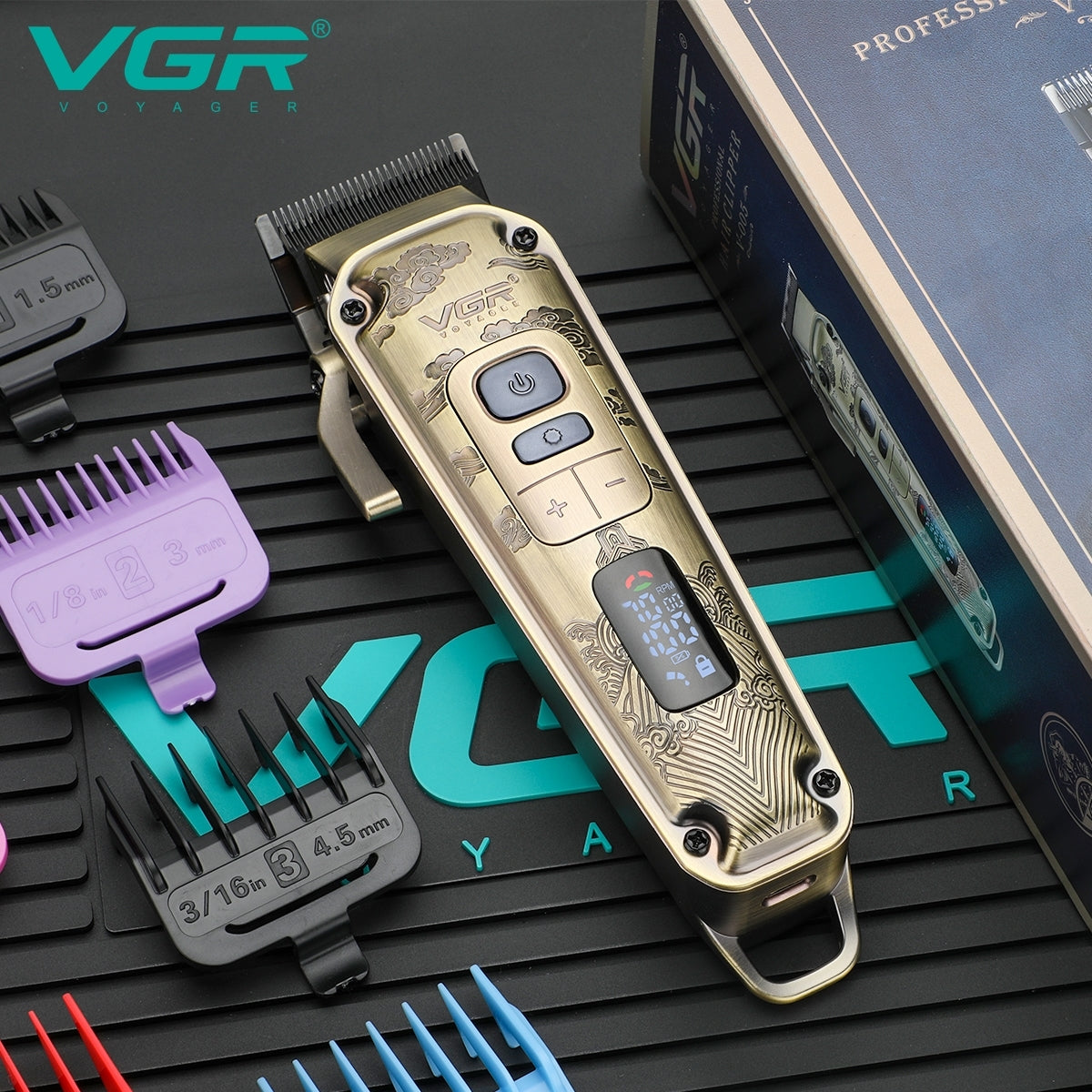 VGR V-005 Hair Clipper – Cordless/Corded Professional Metal Body Trimmer, LED Display