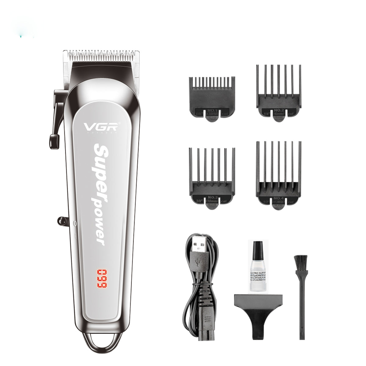 VGR V-060 Hair Clipper Set – Rechargeable, Stainless Steel Blades,