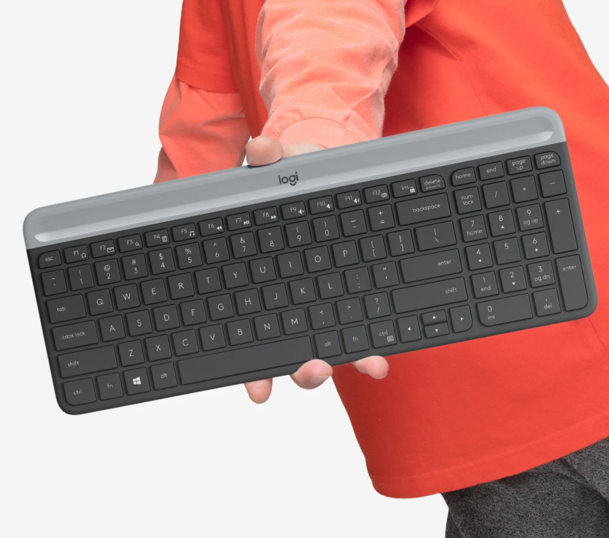 Logitech MK470 Slim Wireless Keyboard and Mouse Combo – Ultra-Quiet, 2.4GHz, Compact Design, Windows Layout – Black/grey