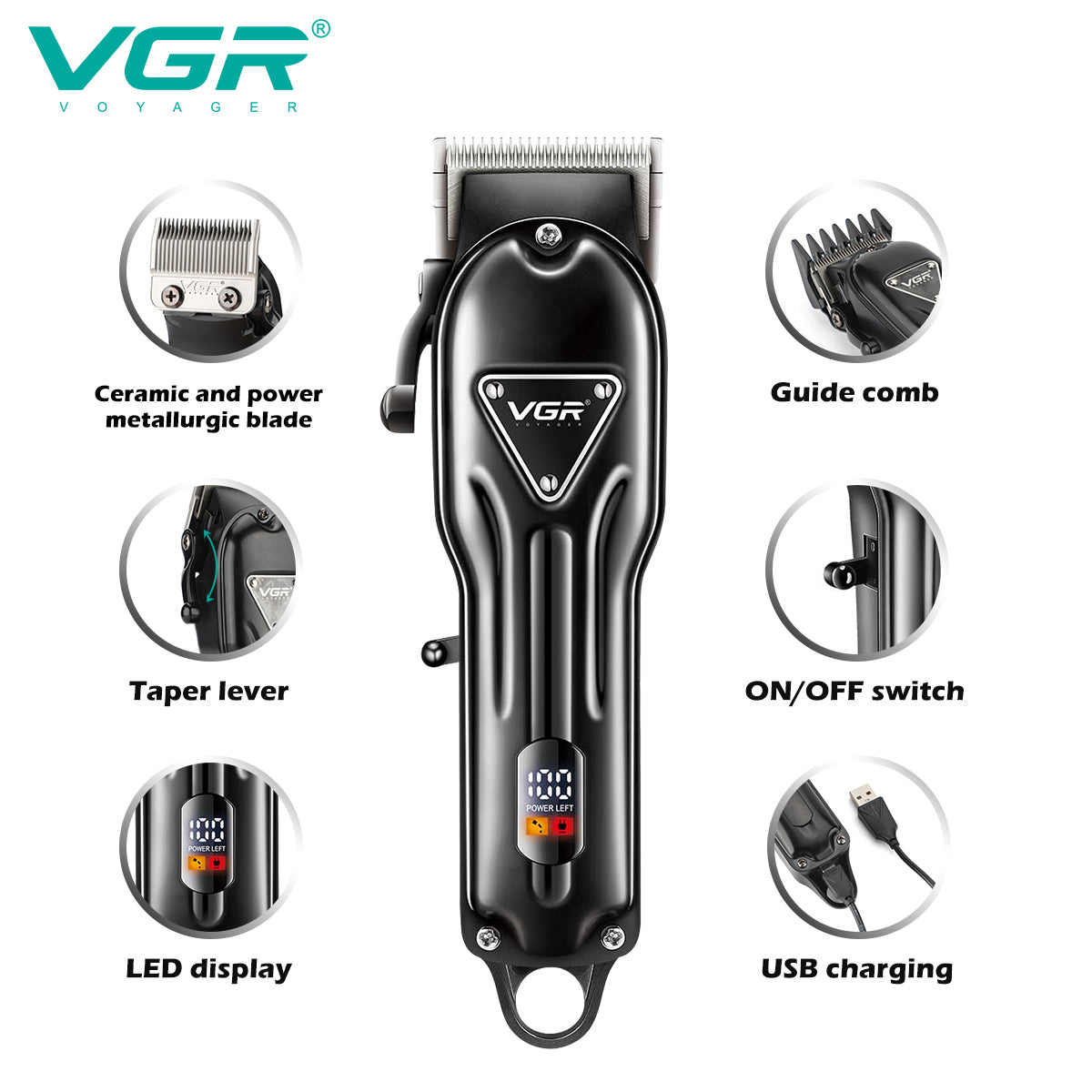 VGR V-051 Professional Hair Clipper – Ceramic & Powder Metallurgic Blades