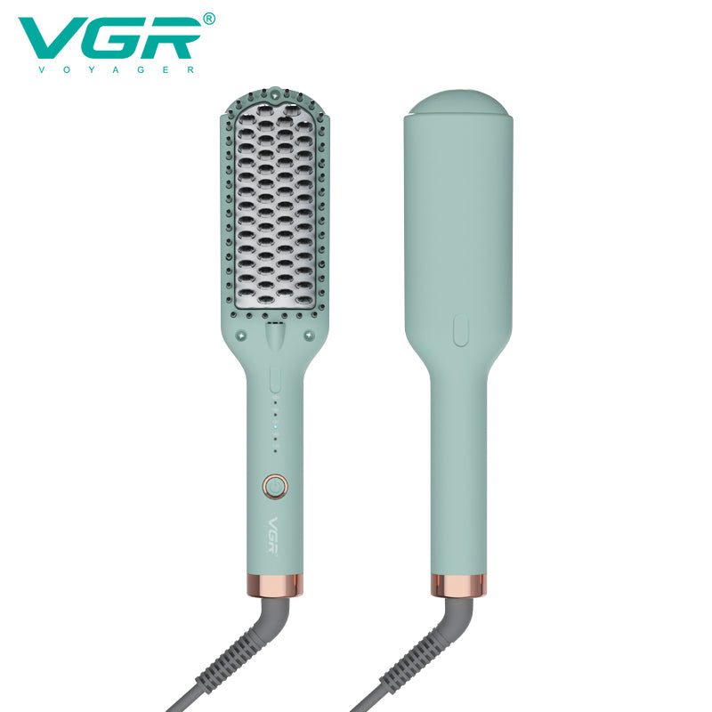 VGR‑592 Hair Straightening Brush – Professional Ceramic Brush, Fast Heating, Digital Display, Auto Shut-Off, 5 Heat Levels