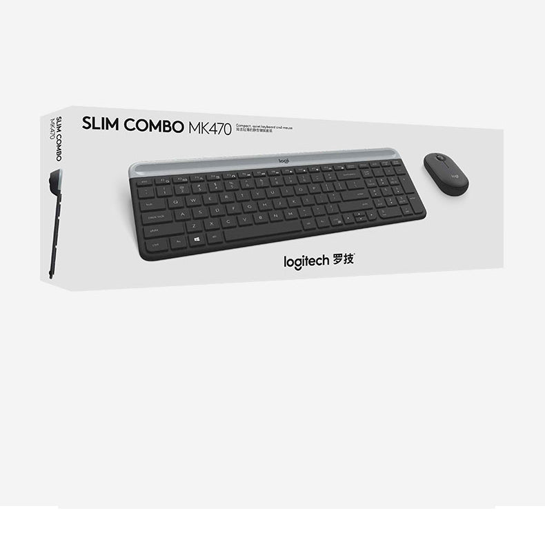 Logitech MK470 Slim Wireless Keyboard and Mouse Combo – Ultra-Quiet, 2.4GHz, Compact Design, Windows Layout – Black/grey