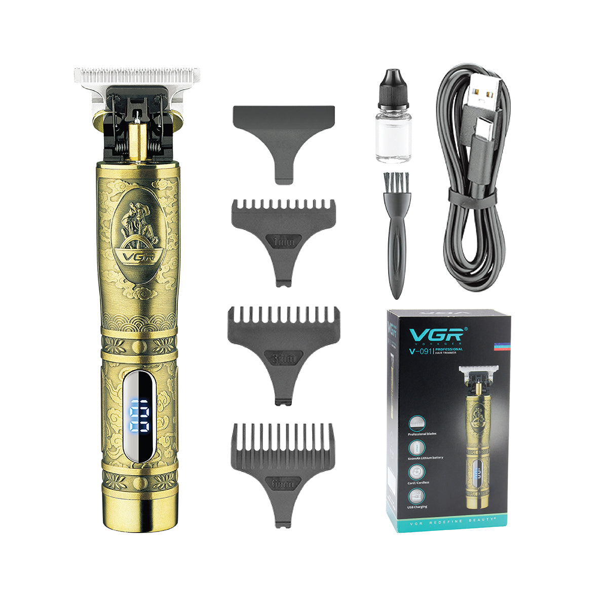 VGR V-091 Professional Hair Trimmer – Stainless Steel Blades