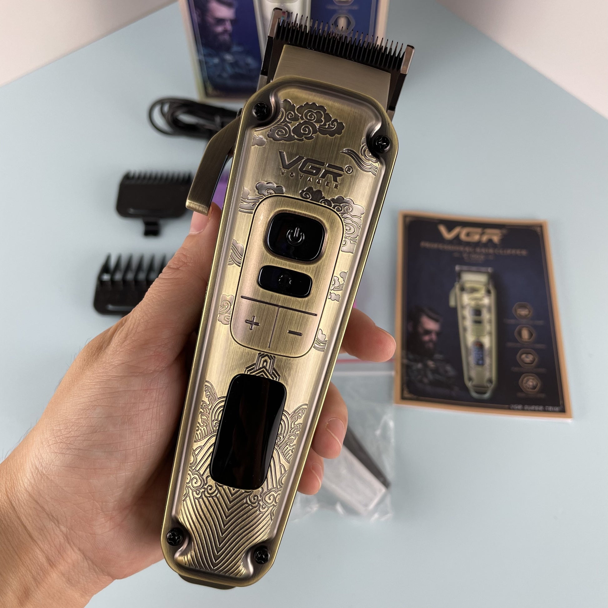 VGR V-005 Hair Clipper – Cordless/Corded Professional Metal Body Trimmer, LED Display
