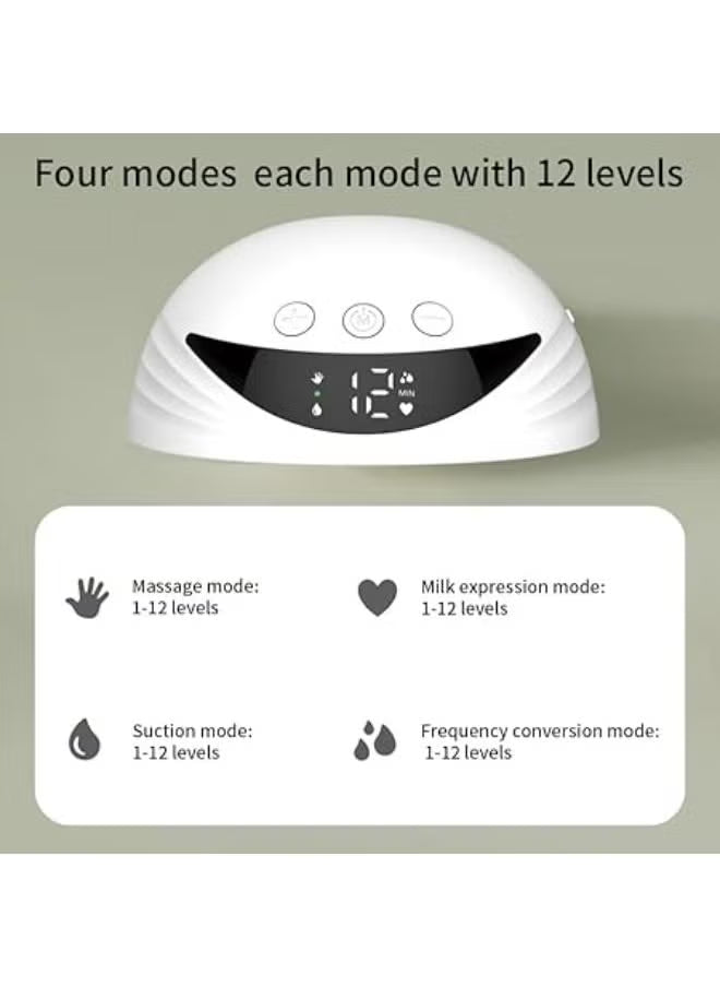 Wearable Electric Breast Pump Lightweight with LED Display 4 Modes & 12 Levels
