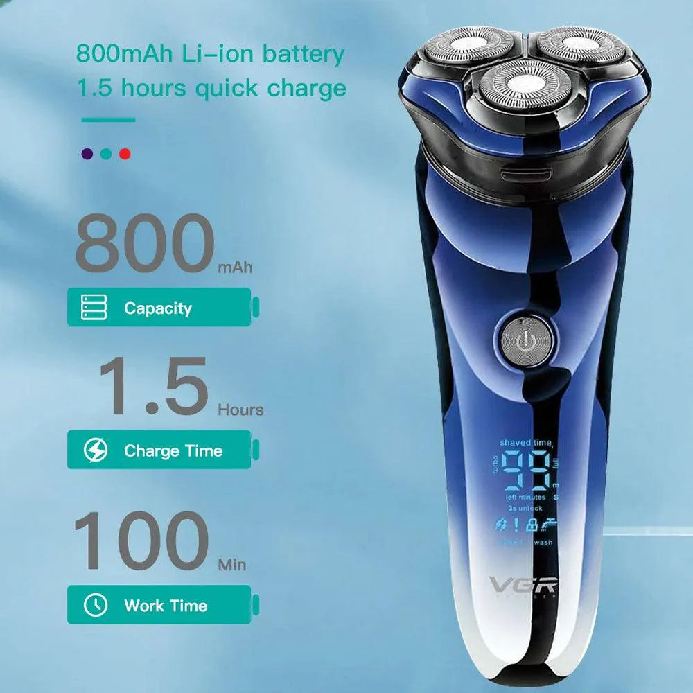 VGR V-305 Electric Shaver for Men – Waterproof Rotary Razor with LED Display & Pop-Up Trimmer