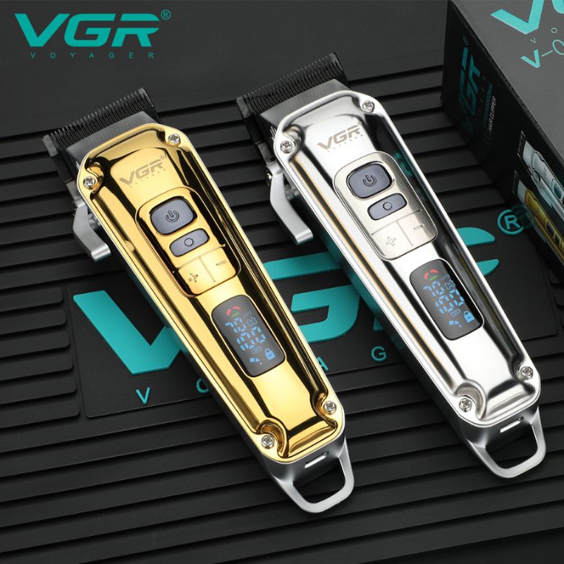 VGR V-006 Professional Hair Clipper – Gold Salon Trimmer with Digital Display