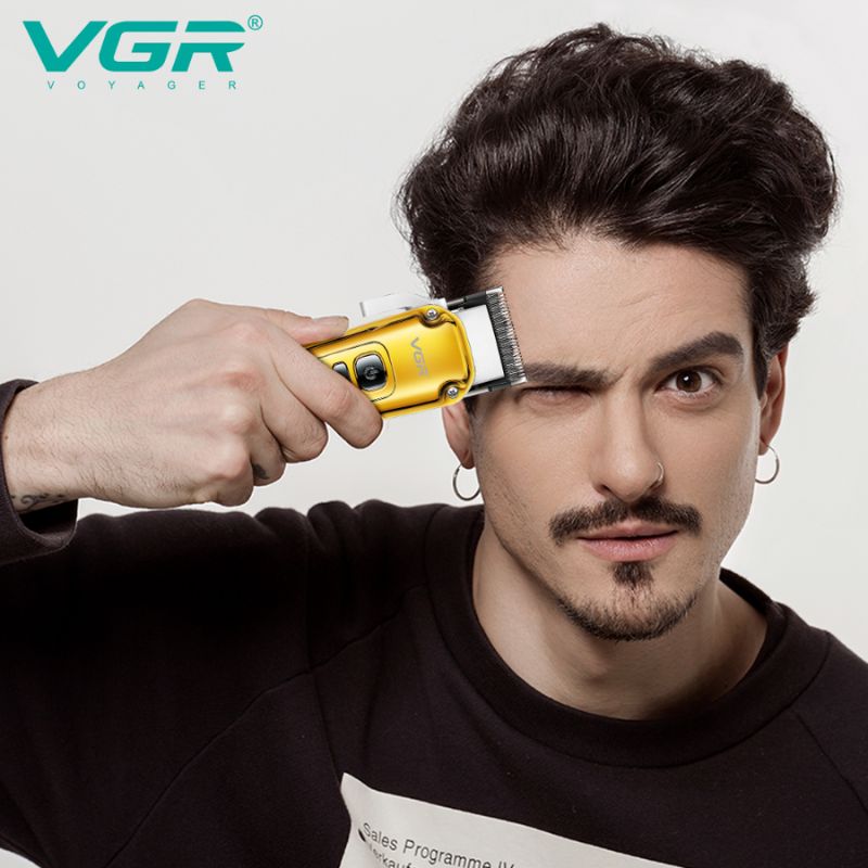 VGR V-006 Professional Hair Clipper – Gold Salon Trimmer with Digital Display