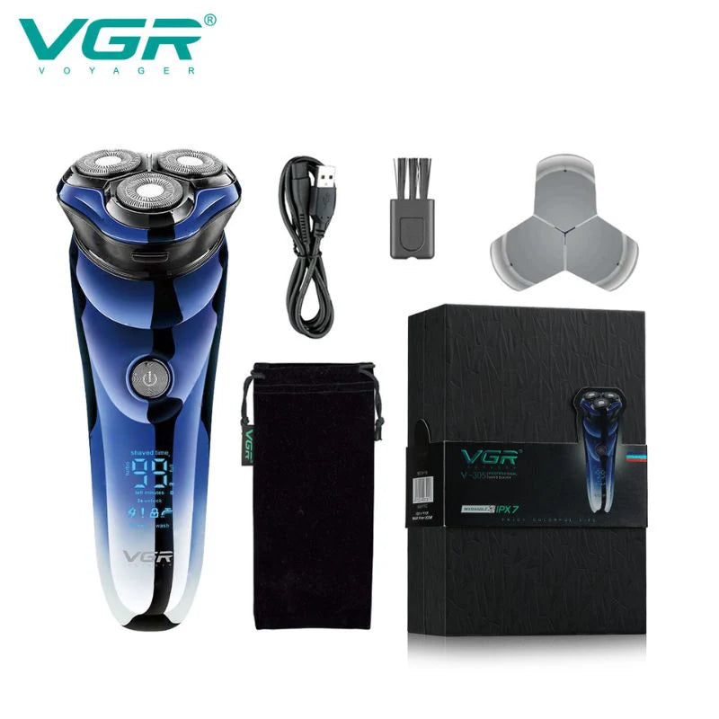 VGR V-305 Electric Shaver for Men – Waterproof Rotary Razor with LED Display & Pop-Up Trimmer