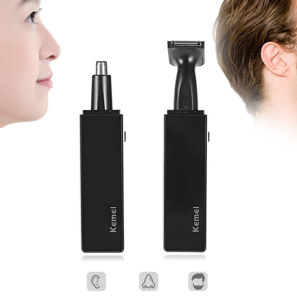 Kemei KM-6672 Nose & Ear Hair Trimmer for Men & Women – White, Rechargeable