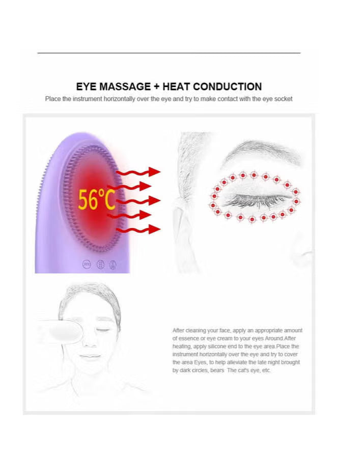 Multi-functional Electric Facial Cleanser | Silicone Brush & Interchangeable Heads for Deep Cleansing & Massage
