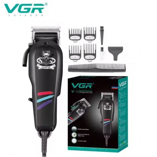 VGR V-129 Professional Hair Clipper – Corded Trimmer with Stainless Steel Blades & Adjustable Cutting Lengths