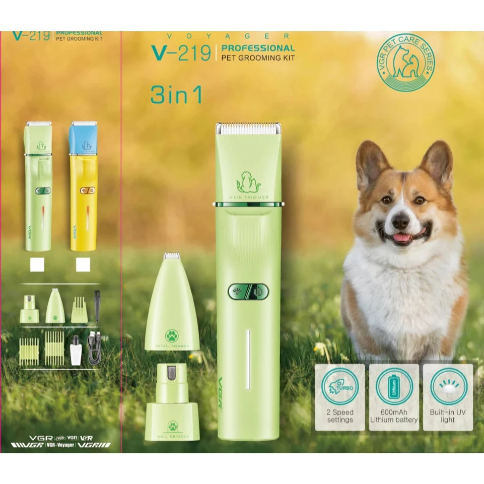 VGR V-219 3-in-1 Pet Hair Clipper with Rechargeable Light