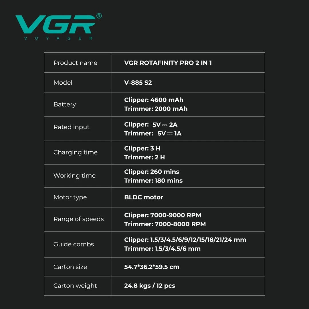 VGR V-885 S2 Rotafinity Pro 2-in-1 Barber Set
