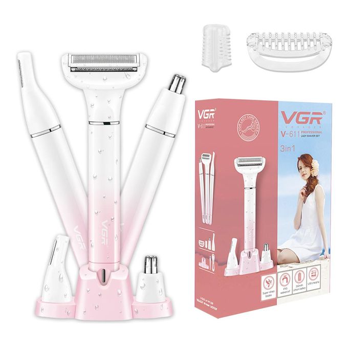 V-611 Professional Ladies Shaver Set 3 in 1, Shaver for Women Pink
