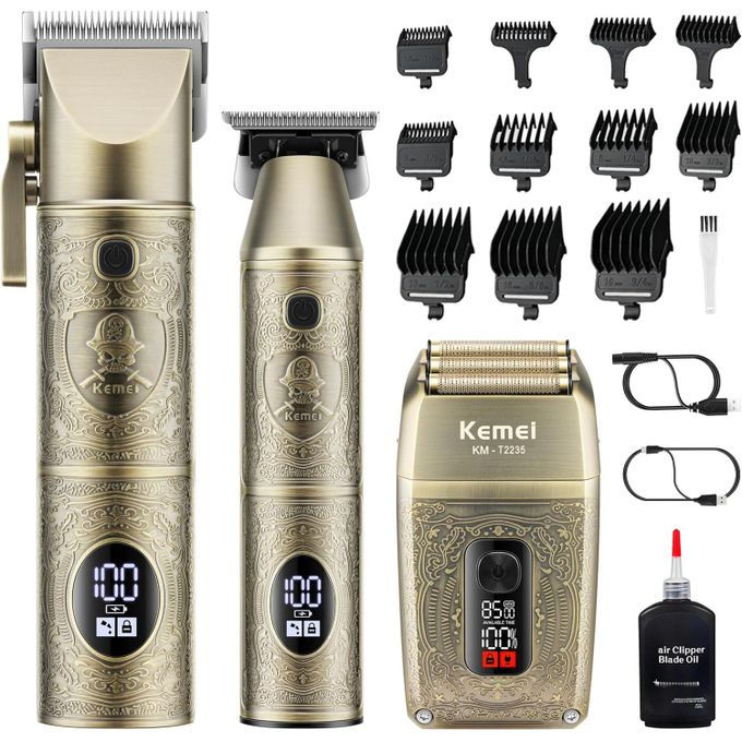 Kemei KM-T2235 Professional Hair Clipper – Rechargeable Electric Trimmer with LCD Display, IPX5 Waterproof, 2000mAh Battery