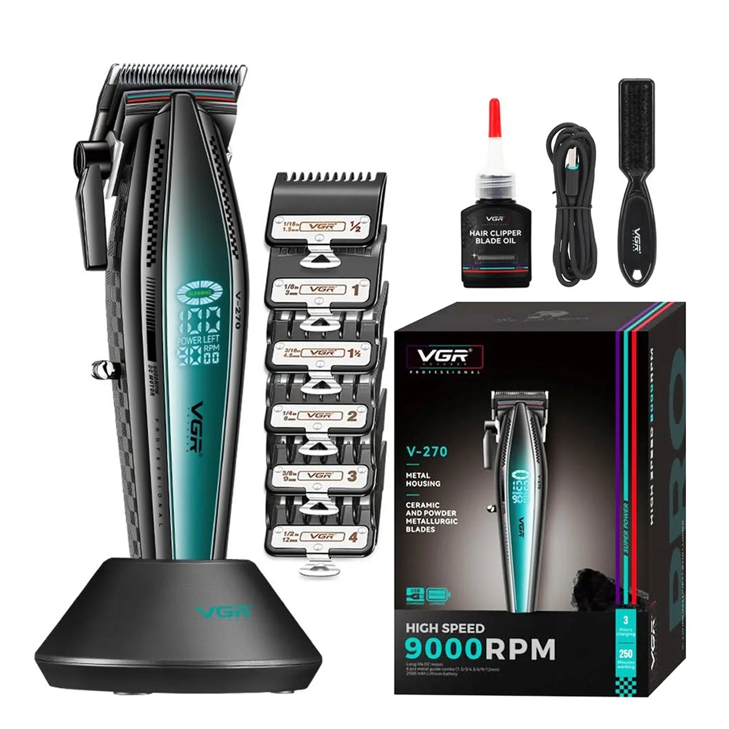 VGR V-270 Professional Hair Clipper – Corded & Cordless with Ceramic Blades