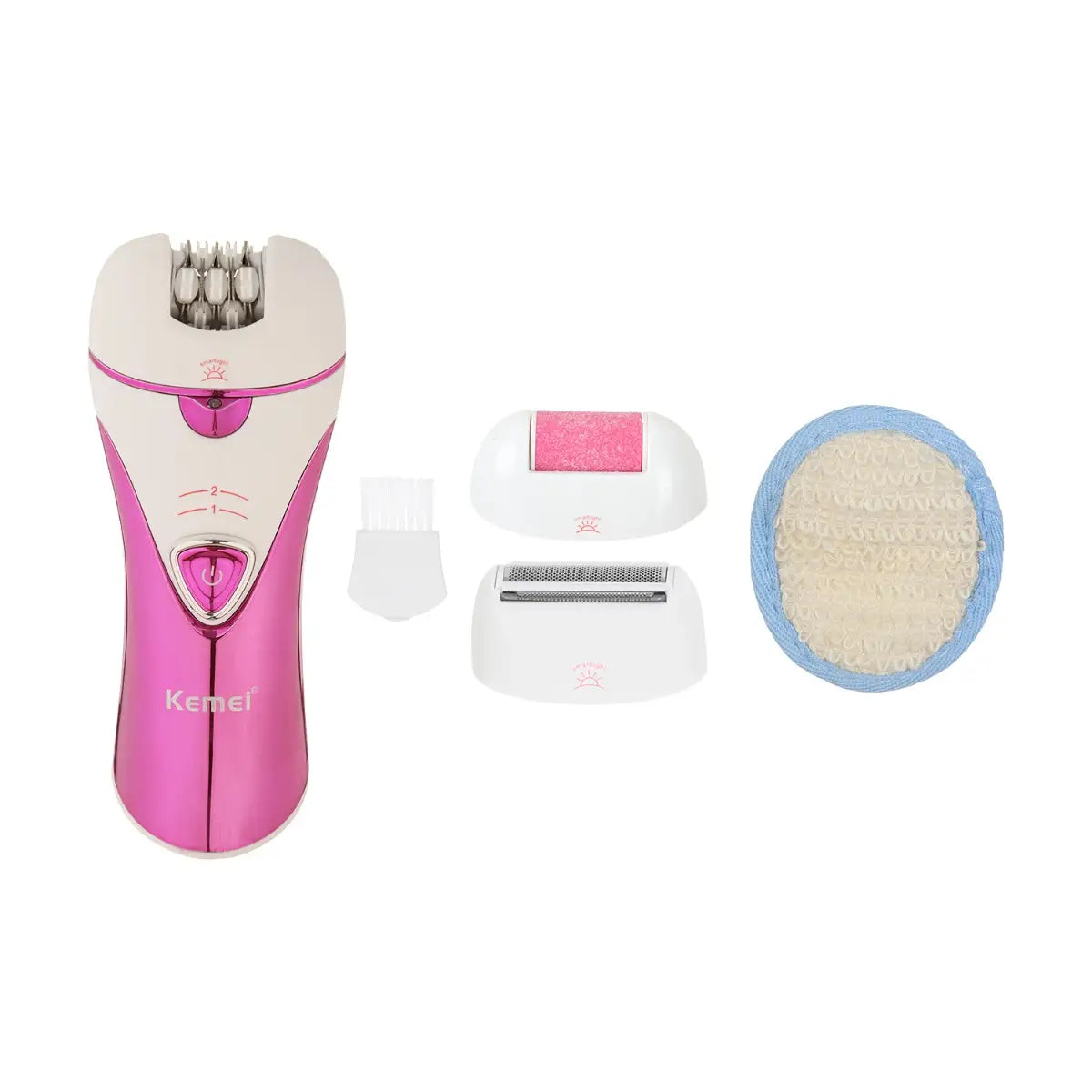 Kemei Hair Removal 1107 – Dual-Powered Ladies’ Shaver with Rechargeable Battery, Pink & White