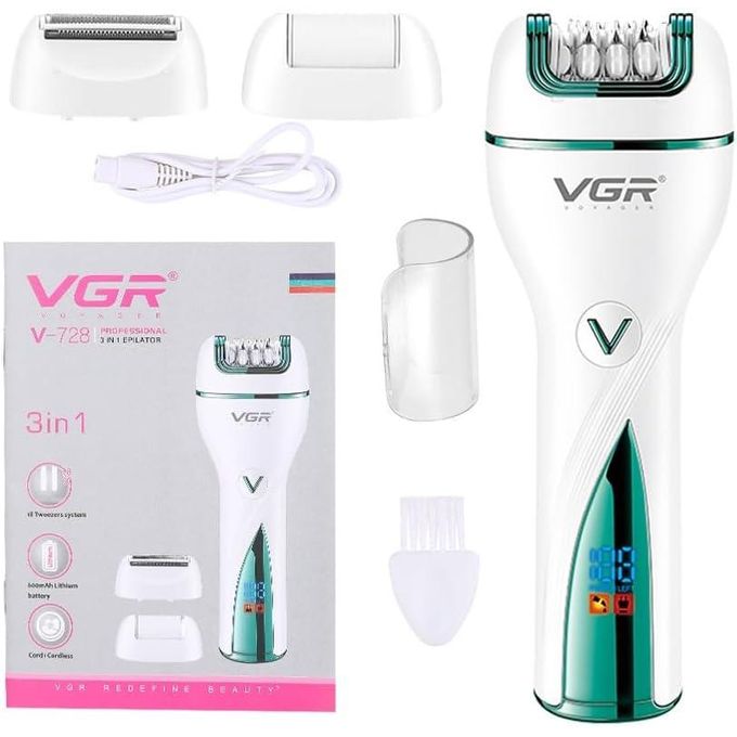 V-728 3in1 Women Epilator Electric Female Shaver Leg Body Hair Multicolor