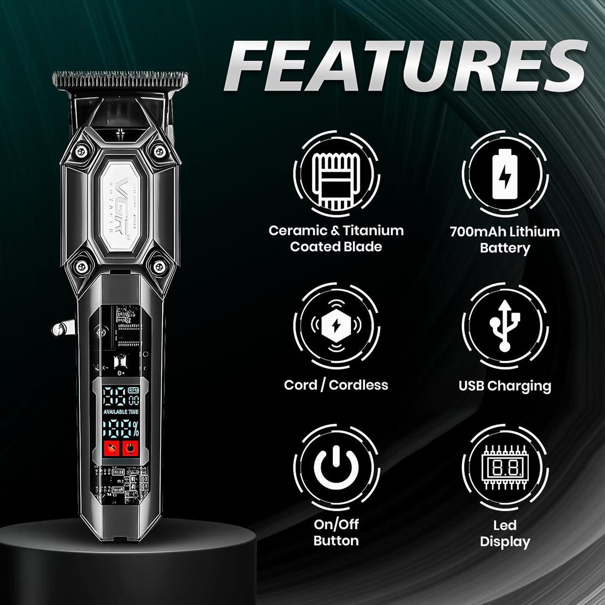 VGR V-900 Professional Salon Series Hair Trimmer for Men