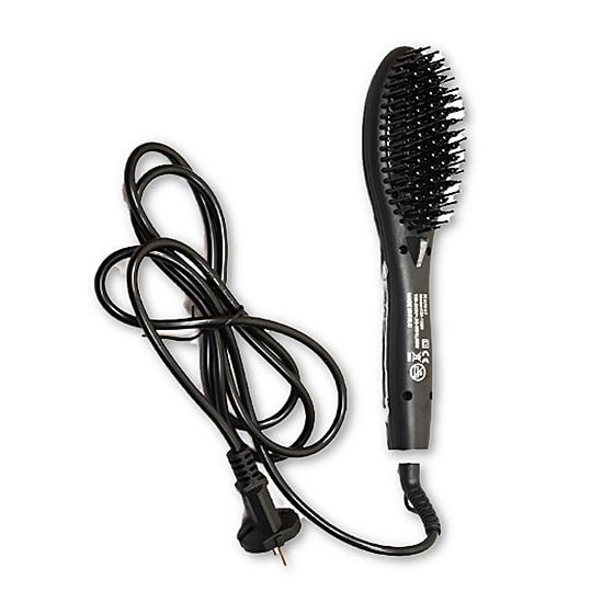 Kemei KM-1320 Electric Hair Straightening Brush – Ceramic Brush with LCD Display, Auto Shut-Off, 230°C Max Temp – Black