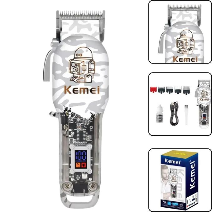 Kemei KM-2137 Rechargeable Hair Clipper for Men – Dual Blade, Cordless Use, 3 Guide Combs