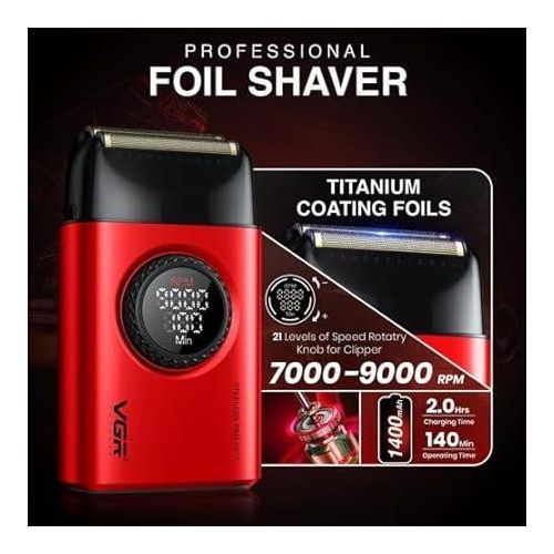VGR Professional Hair Trimmer & Shaver Combo – V-977 & V-377 (Red)