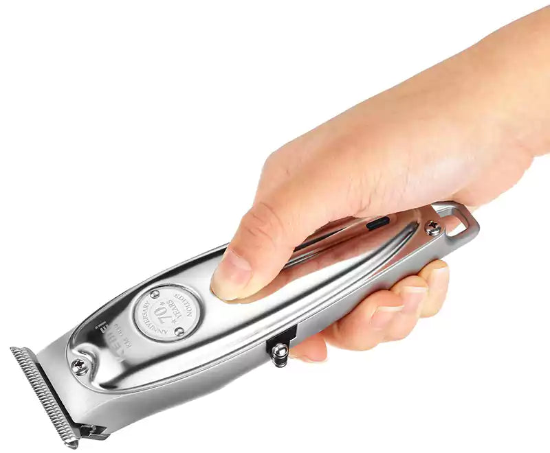 Kemei KM-1949 Electric Hair Trimmer – Rechargeable, Stainless Steel Blades, USB Charging, Silver