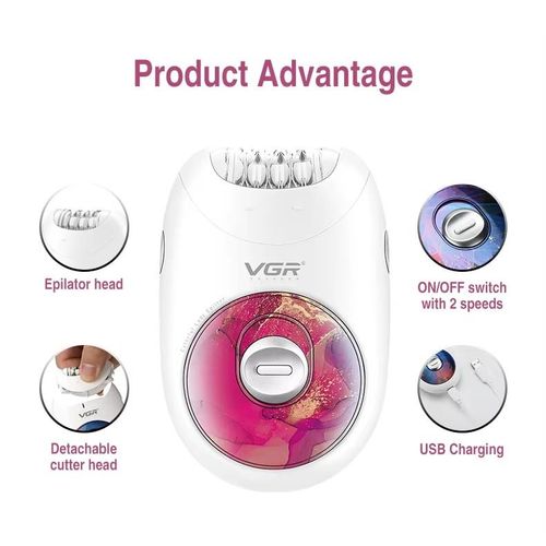 VGR V-736 3-in-1 Rechargeable Ladies Epilator