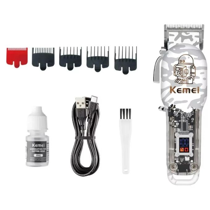 Kemei KM-2137 Rechargeable Hair Clipper for Men – Dual Blade, Cordless Use, 3 Guide Combs