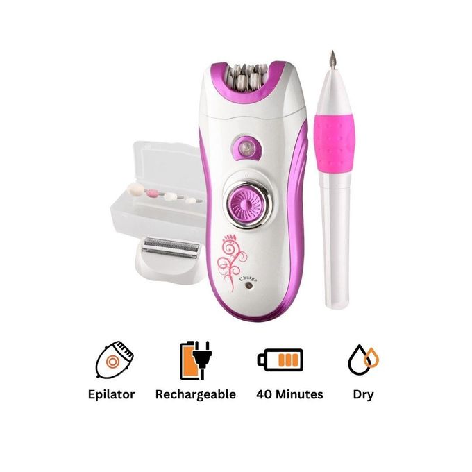 Kemei KM-3026 Women’s Electric & Battery-Powered Epilator – 3-in-1 Hair Removal Device