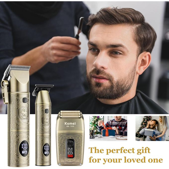 Kemei KM-T2235 Professional Hair Clipper – Rechargeable Electric Trimmer with LCD Display, IPX5 Waterproof, 2000mAh Battery