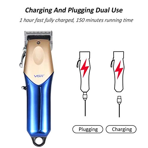 VGR  V-162 Hair Beard Trimmer Rechargeable Electric Clipper For Men Gold/Blue