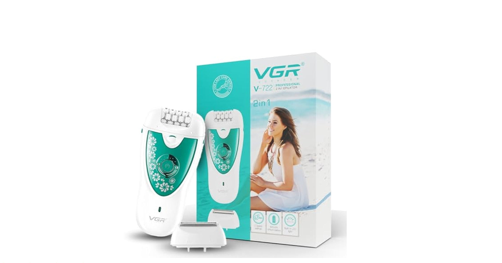 VGR V-722 Professional 2 in 1 Cordless Epilator for Women (multi color))