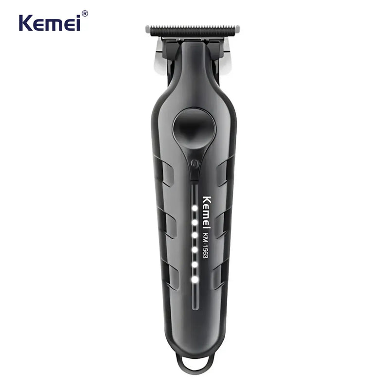 Kemei KM-1563 Titanium Beard & Hair Trimmer for Men – 1200mAh Battery, High-Carbon Steel Blades, 4 Trim Levels