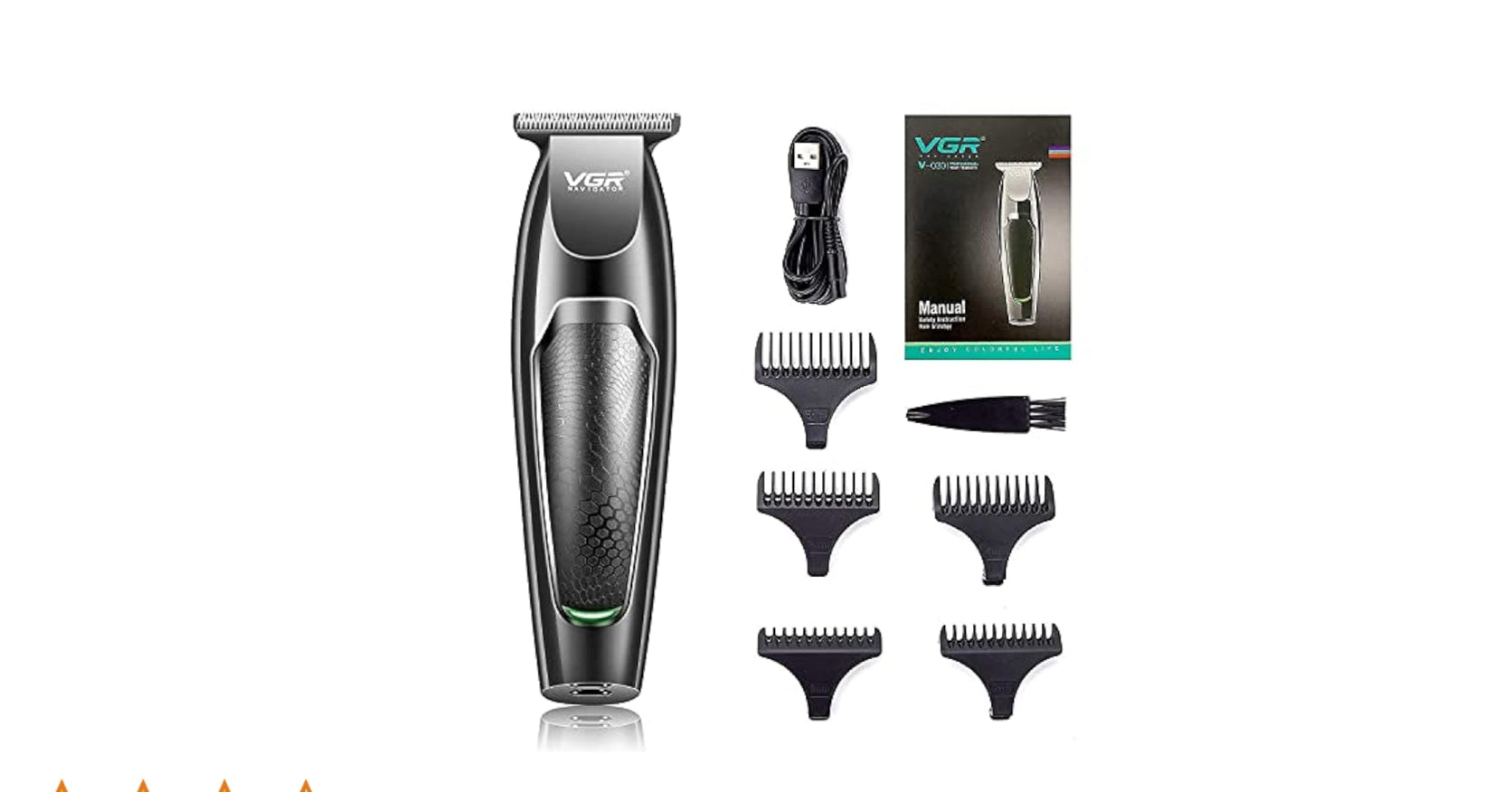 V-030 Professional Fast Charging Hair Clipper Silver/Black
