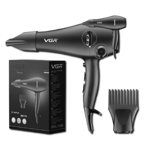 VGR V-433 Professional Hair Dryer – 1800–2200W AC Motor, Fast Drying, Cool Shot, 3 Heat & 2 Speed Settings