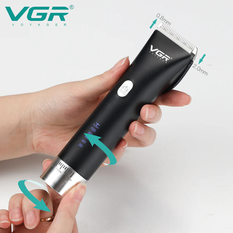 VGR V-185 Professional Hair Clipper for Men – Stainless Steel Blades, Frequency Conversion Motor, 4 Guide Combs