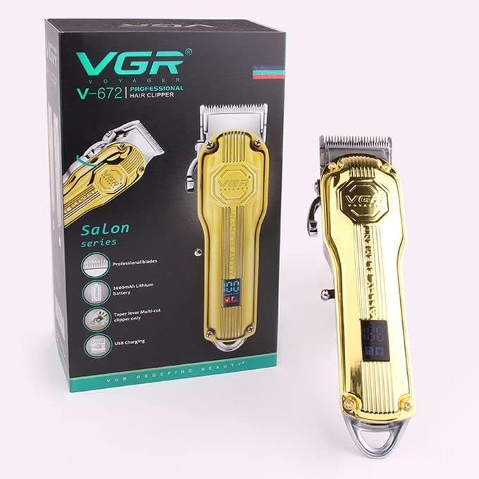 VGR -V-672 Full Metal LCD Digital Display Electric Professional Hair Clipper