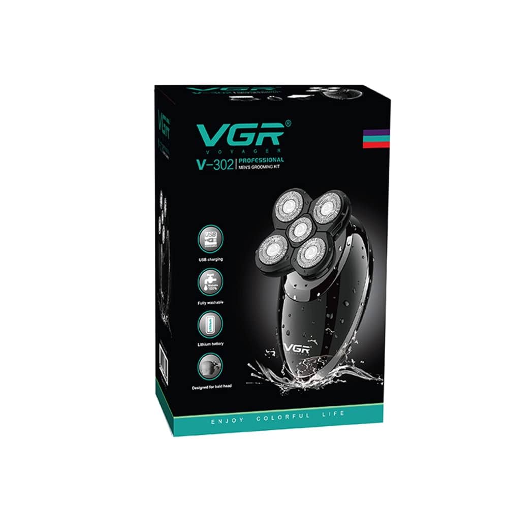 V-302 Hair Trimmers - 4 In 1 Rotary Electric Shaver Wet Hair Clipper (Black)