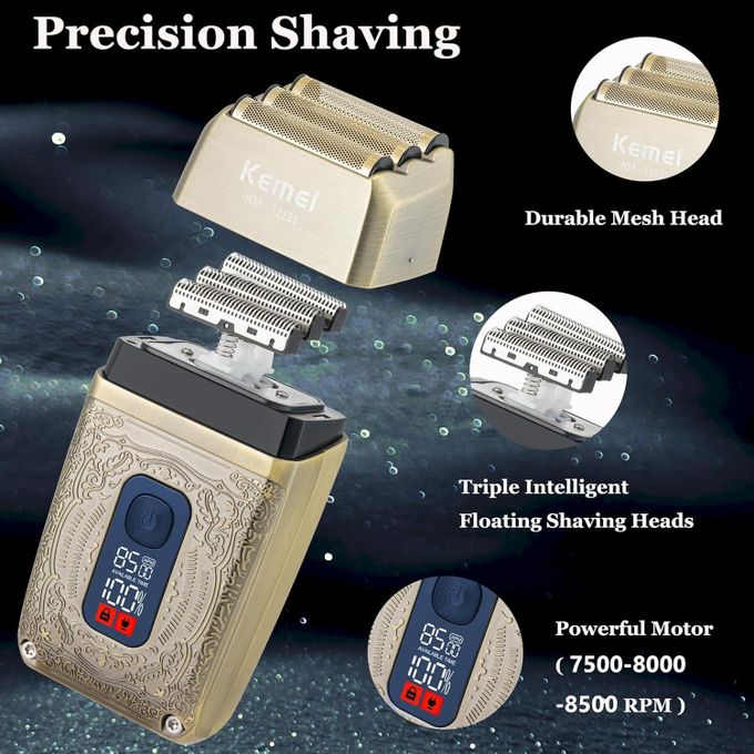 Kemei KM-T2235 Professional Hair Clipper – Rechargeable Electric Trimmer with LCD Display, IPX5 Waterproof, 2000mAh Battery