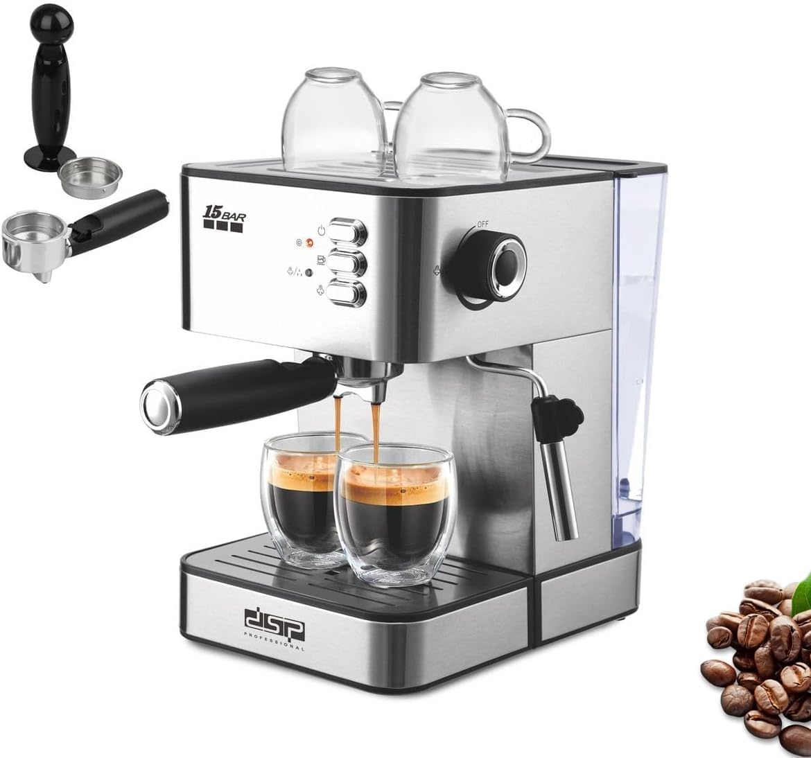 DSP espresso machine, espresso coffee machine, espresso maker, coffee machine, with Manual Controls – 15 Bar Italian Pump,KA3091