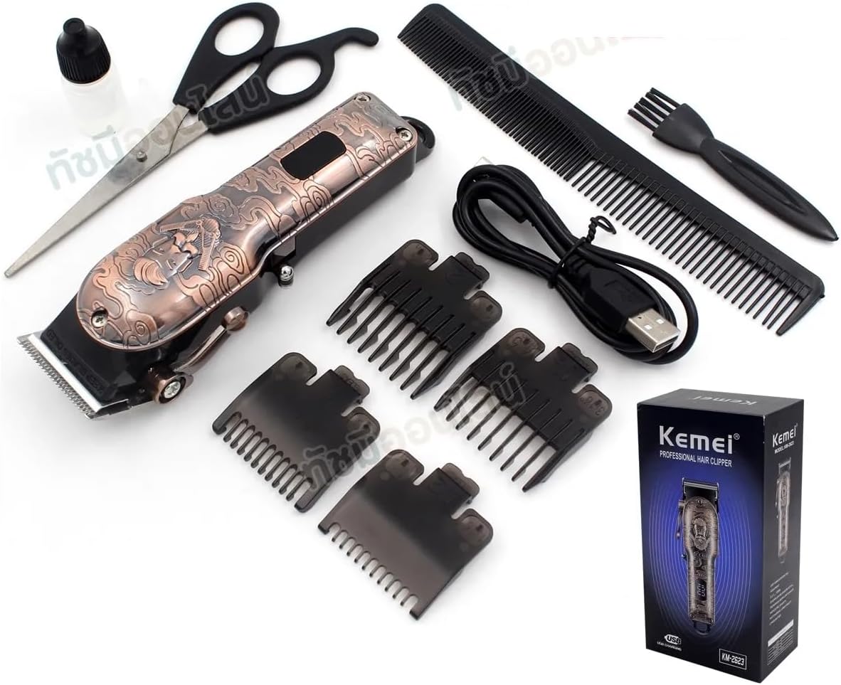 KEMEI Km-2623 Mens Clipper Cordless Barber Professional Hair Clipper LCD